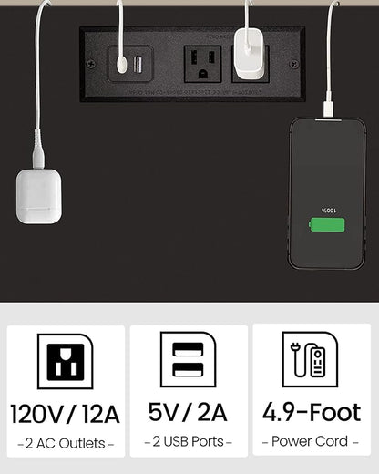 TUTOTAK End Table with Charging Station, Set of 2, Side Table with USB Ports and Outlets, Nightstand, 2-Tier Storage Shelf, Sofa Table for Small Space, Living Room, Bed Room TB01BK041