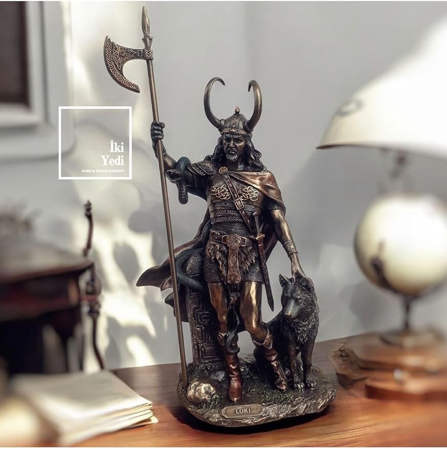 Loki Norse Mythology Statue 10x15 cm (3.9x5.9 inch) - Bronze Viking God Sculpture, Scandinavian Art Collection Piece