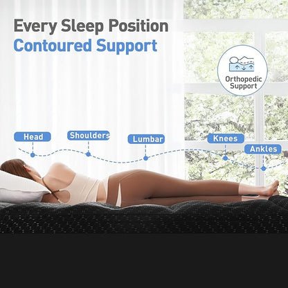 Dual Layer 3 Inch Memory Foam Mattress Topper Twin XL Size, 2 Inch Cooling Gel Memory Foam Plus 1 Inch Pillow Top Mattress Pad Cover, with 8-21 Inch Deep Pocket, Black