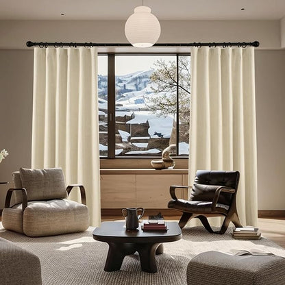 KangBang 72 Inch Wide Blackout Curtains 96 Inches Long, Faux Linen Sliding Door Curtains for Large Windows Modern Farmhouse Thermal Drapes for Living Room 2 Panels, Natural Beige