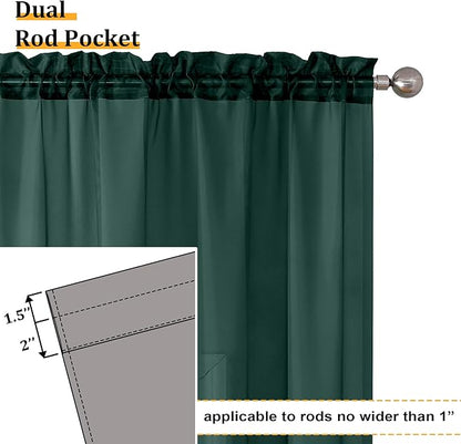 Aiyufeng Hunter Green Sheer Curtain Drapes 84 Inch Length 2 Panels for Living Room, Light Filtering Voile Green Drapes for Bedroom, Patio, Sliding Door, Each 40" W x 84" L