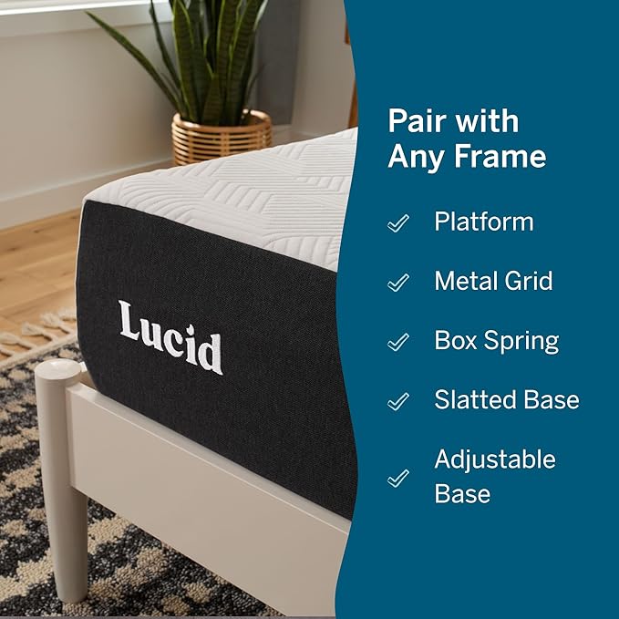Lucid 10 Inch Memory Foam Mattress - Plush Feel - Infused with Refreshing Bamboo Charcoal and Cooling Gel - Bed in a Box - Temperature Regulating - Pressure Relief - Breathable - Full Size