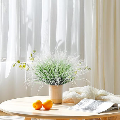 RECUTMS Artificial Grasses for Outdoor Planters Outdoor Greenery White Plastic House Plants Faux Grass for Planters Wedding Indoor Outside Garden Porch Home Office Window Box Decor(White)