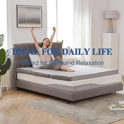SINWEEK Tri Folding Mattress Foam Topper 4" Thickness Floor Cot Mattress, Guset Bed with Removable&Machine Washable Cover and Lining, CertiPUR-US Certified 38 x 80 Inch