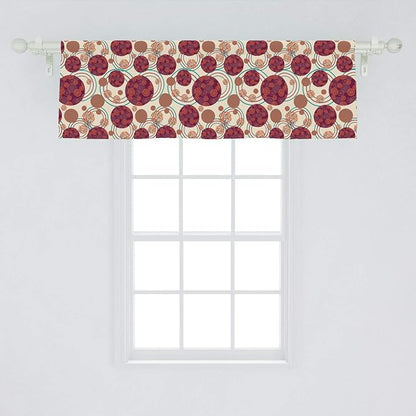 Lunarable Geometric Circle Window Valance, Ring Spherical Disco Balls Dot and Stripes Swirls Display Print, Curtain Valance for Kitchen Bedroom Decor with Rod Pocket, 54" X 18", Maroon Beige
