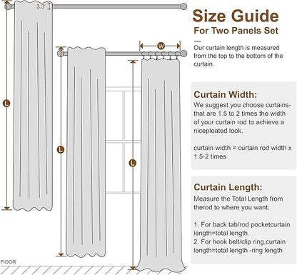 KangBang Coral Blackout Curtains 9FT Long Hook Belt Rod Pocket Black Out Linen Curtains Pinch Pleated Drapes for Cottage High Ceiling, Natural Drapes with Hooks for Track, 52x108, 2 Panels