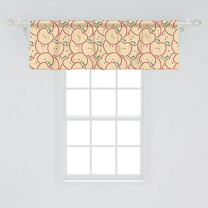 Ambesonne Fruits Window Valance Pack of 2, Modern Illustration Fruit from Abstract Cartoon Drawing Outline Look, Rod Pocket Curtain Valances for Kitchen Bedroom, 54" X 18", Apple Green Beige and Red