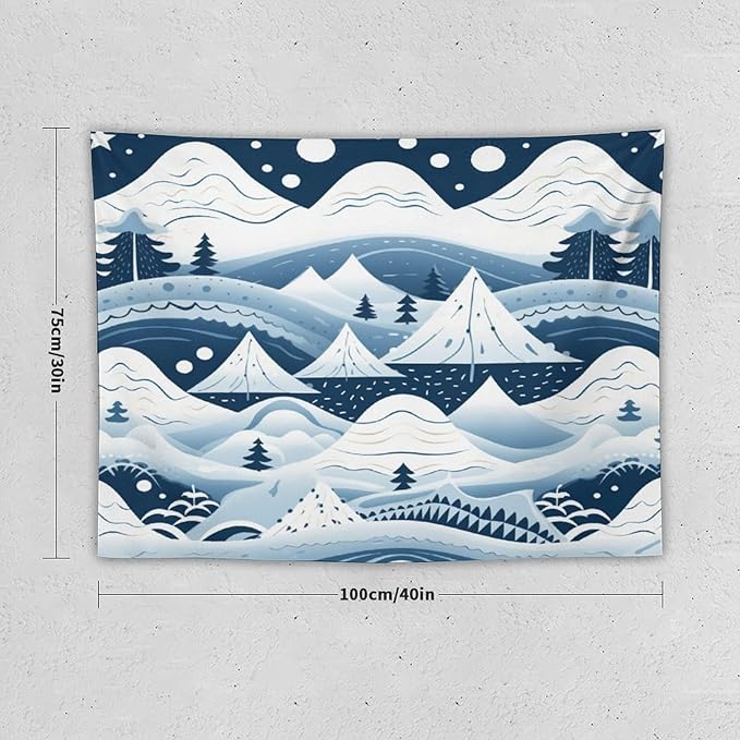 MaSiledy Tapestry Snow Mountain Scandinavian Winter Tapestry Vintage Aesthetic Tapestries Xmas Rustic Winter Holiday Wall Tapestry Wall Decor for Bedroom Living Room Dorm Landscape 30"x40"