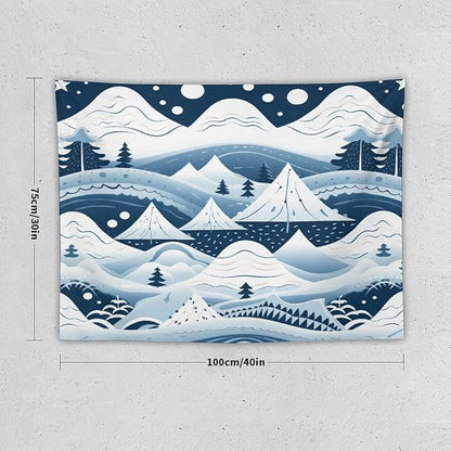 MaSiledy Tapestry Snow Mountain Scandinavian Winter Tapestry Vintage Aesthetic Tapestries Xmas Rustic Winter Holiday Wall Tapestry Wall Decor for Bedroom Living Room Dorm Landscape 30"x40"