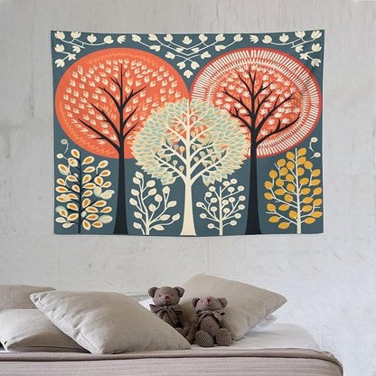 MaSiledy Shabby Chic Trees Tapestry Wall Hanging Nature Themed Autumn Aesthetic Bedroom Tapestries Landscape Tapestry Wall Hanging for Bedroom 30"x40" Xmas Wall Hanging Polyester Tapestries