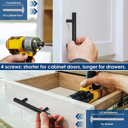 HBL' 60 Pack | 3 Inch Center to Center Matte Black Cabinet Pulls Kitchen Cabinet Handles,Made of Stainless Steel,Ideal for Cabinet,Drawer,Cupboard and Wardrobe.