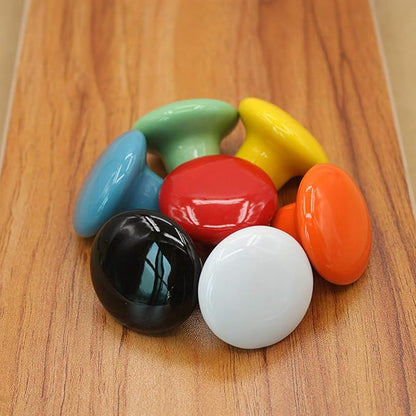 HUAMULAN 15PCS Black Glossy Ceramic Knobs Round Cabinet Dresser Pulls Door Handles Cupboard Wardrobe Drawer, Dia. 1.5 inch 38mm