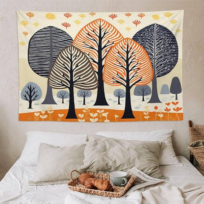 MaSiledy Tapestry Shabby Chic Trees Aesthetic Bedroom Tapestries Fall Autumn Tree Tapastry's Wall Hanging Wall Hanging for Living Room Dorm Landscape 60"x90" Xmas Wall Hanging Polyester Tapestries