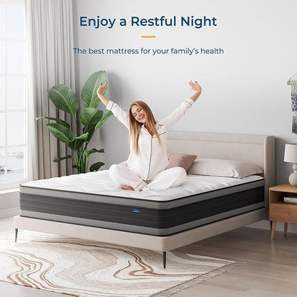 Vesgantti Full Mattress, 10 Inch Hybrid Full Size Mattress with Memory Foam and Individually Pocket Spring, Pressure Relief and Supportive, Medium Firm Feel, Mattress in a Box
