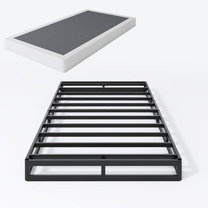 Twin Box Spring 5 Inch Low Profile Heavy Duty Metal Structure with Easy Clean Fabric Bed Cover, Non-Slip, No Noise, Easy Assembly