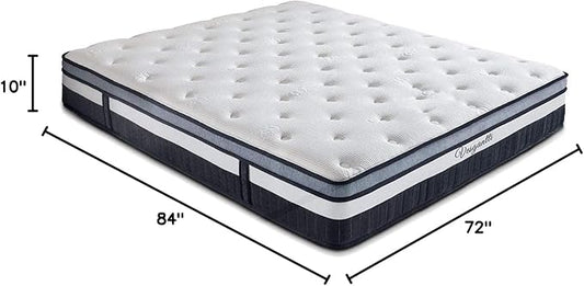 Vesgantti California King Mattress 10 Inch Innerspring Multilayer Hybrid Cal King Size Mattress - Ergonomic Design with Memory Foam and Pocket Spring Mattresses - Box Top Series Medium Firm Feel