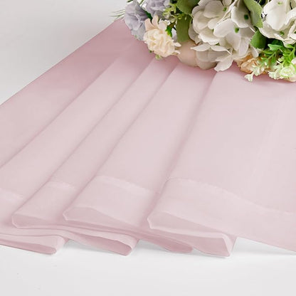OWEINE Sheer Curtains 90 Inches Long 2 Panels Set, Light Filtering Fimly Voile Solid Blush Window Curtain Panels for Living Room Bedroom, Soft Voile Sheer Curtains & Drapes, Total 84 Inches Width