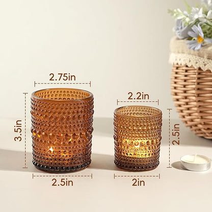 12pcs Votive Candle Holder for Wedding, 2.7 * 3.5in Large Amer Glass Tea Light Candle Holders Bulk, DIY Wax Filling Romance Tealight Candle Holders for Home Table & Christmas Thanksgiving (12)