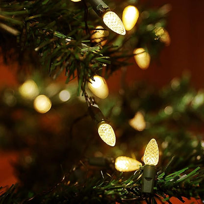 Battery Operated String Lights - 18ft 50 LED C3 String Lights Christmas Lights Battery Powered String Lights for Indoor Outdoor Christmas Tree Wreath Party Decoration, Waterproof, Warm White