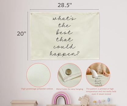 Mental Health Inspirational Rectangular Banner-Positive Affirmation Flag for Kids Teen Counselor Teacher,Classroom Therapy Office Homeschool Reading Room Wall Decor-What's the Best That Could Happen