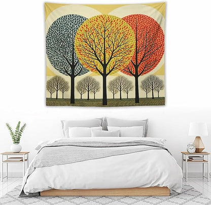 Wall Tapestry Shabby Chic Trees Tapestry Watercolor Rustic Forest Tapestry for Bedroom Aesthetic Wall Art for Bedroom Living Room Decor Home Decor 50"x60" Tapestries Winter Snowflake Decorative