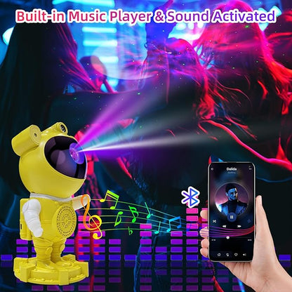 Galaxy Projector Night Light Astronaut-Star Projector, Bluetooth Speaker, White Noise,Nebula Star and Moon Galaxy Lights for Bedroom with Timer,360° Adjustable with Remote, Starry Galaxy Projector