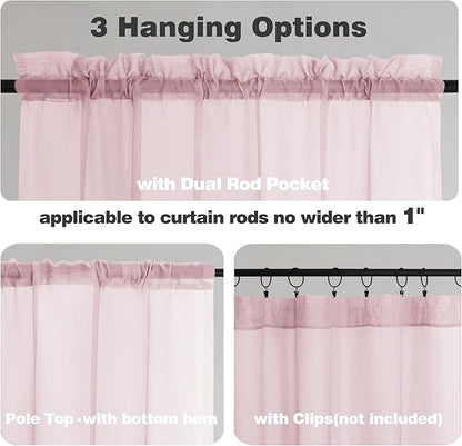 Chyhomenyc Blush Pink Sheer Curtains 84 Inches Long 2 Panels Set - Light Filtering Pink Curtains for Living Room, Soft Rod Pocket Bedroom Window Drapes, 42Wx84L inch, 2PCS