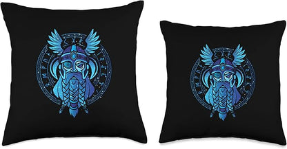 Nordic Country & Celtic Mythology Designs Viking Norway Norwegian Scandinavian Odin Runes Throw Pillow, 18x18, Multicolor