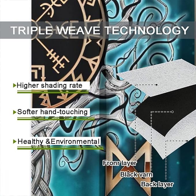 Viking Curtains Viking Totem Curtains Ancient Scandinavian Bedroom Living Room Decoration 2 Panel Groups W42 * L54 Inch