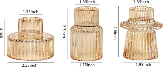 Vixdonos Taper Glass Candlestick Holders Tealight Candle Holders for Table Centerpieces, Wedding Decor and Dinner Party (6 Pcs, Gold)