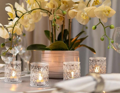12pcs Votive Candle Holders, Clear Glass Candle Holder in Bulk, Tealight Candle Holder for Wedding Decor, Table Centerpiece, Home Decor and Holiday Decor
