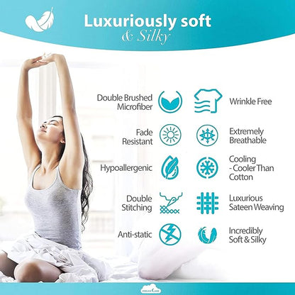 DREAMCARE Full Size Sheets - Cooling Bed Sheets - 4pcs Set - up to 15" Deep Pocket Full Sheet Set - Sheets Full Size Bed - Soft & Long Lasting 100% Fine Brushed Polyester with Side Pocket - Dark Gray