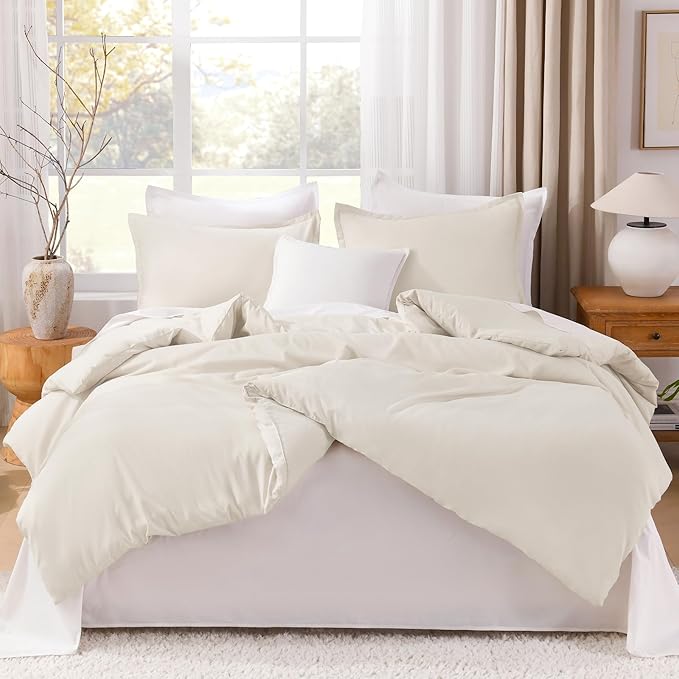 Litanika Oversized King Comforter 120x120, 3 Pieces Beige Lightweight Solid Bedding Comforter Set, All Season Fluffy Bed Set (1 Comforter & 2 Pillowcases)