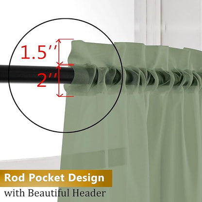 Aiyufeng Long Sheer Curtains for Bedroom, Semi Sheer Privacy Curtains & Drapes Harsh Sunlight Filter for Hallway Window Guest Room Country House, 40 x 120 inches Long, 2 Panels