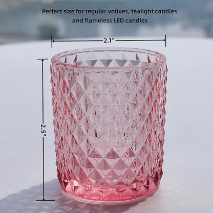 Woho 12Pcs Pink Votive Candle Holders, Tealight Candle Holder for Wedding Table Decor, Tea Lights Candle Holder for Engagement Birthday Party