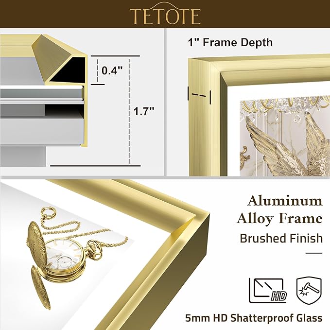 TETOTE 72x36 LED Bathroom Mirror with Lights Gold Metal Framed Front & Back Light Vanity Mirror Baroque Antifog Stepless Dimmable White/Warm/Natural,CRI90+,Waterproof,Wall Mounted(Horizontal/Vertical)