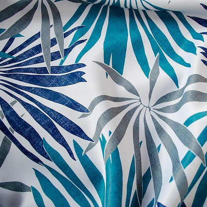Linentalks Blue Leaf Curtains for Bedroom, Blue Gray Patterned Blackout Curtains 63 Inch Length 2 Panels Set, Light Blocking Room Darkening Curtains Grommet Thermal Insulating Navy Black Out Drapes