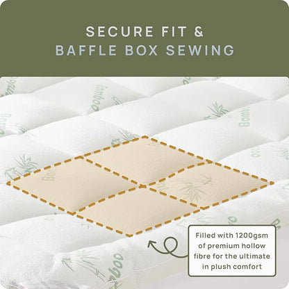 Cooling Mattress Topper - Twin Size | Plush Pad Mattress Topper for Back Pain Relief, 8-21" Deep Pocket | Viscose Made from Bamboo Pillow Top | Bedroom Essentials