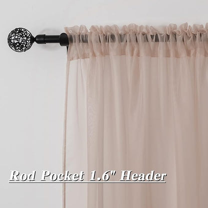 HUTO Blush Pink Sheer Curtains 84 inches Long for Bedroom Top Rod Pocket Sheer Window Panels Curtains for Nursery Living Room 52 by 84 Inch Length Set of 2 Panels