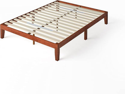ZINUS Wen Wood Platform Bed Frame, Solid Wood Foundation, Wood Slat Support, No Box Spring Needed, Easy Assembly, Cherry, King