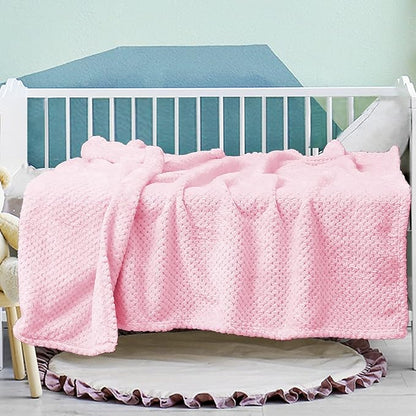 Exclusivo Mezcla Fleece Throw Blanket, Super Soft and Warm Blankets for Couch, Sofa and Bed Waffle Textured, Cozy, Fuzzy and Lightweight (Light Pink, 40x50 Inches)