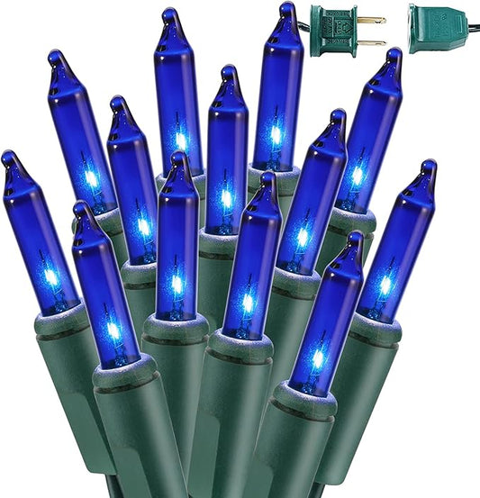 BrizLabs Blue Christmas Lights, 69.6ft 300 Count Blue String Lights Connectable, 120V UL Certified Incandescent Xmas Lights Green Cord, Outdoor Mini String Lights for Indoor Party Garden Patio Decor