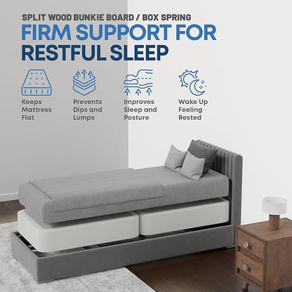 Nutan Inch Sturdy Box Spring for Mattress Support-Durable and Fully Assembled, Natural Wood Twin, White, 8" Foundation