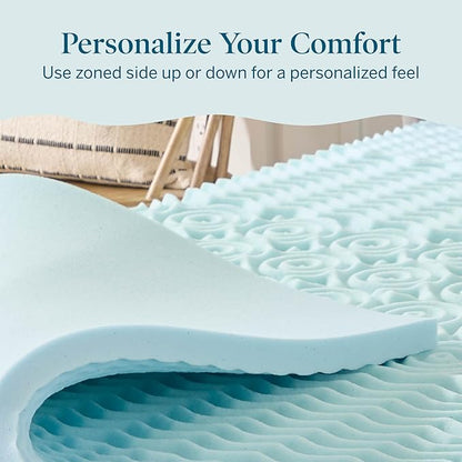 LUCID Gel Infused Memory Foam Mattress Topper – 2 Inch Mattress Topper – 5 Comfort Zones Relieve Pressure – CertiPUR-US Certified Foam - California King