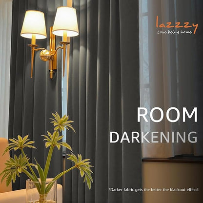 Lazzzy Velvet Blackout Curtains Thermal Insulated Room Window Drapes Super Soft Luxury Curtains for Living Room Bedroom Rod Pocket 2 Panels, Grey, 42" W x 72" L