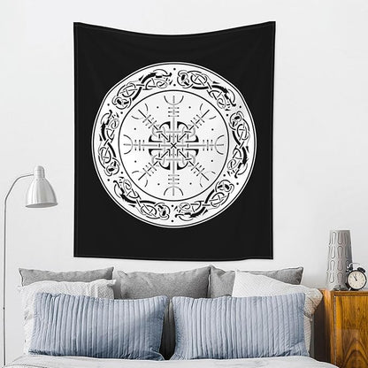 CRJSNYEAG Viking Scandinavian Dragons and Aegishjalmur Home Bedroom Living Room Office Decor Tapestry 60x51in