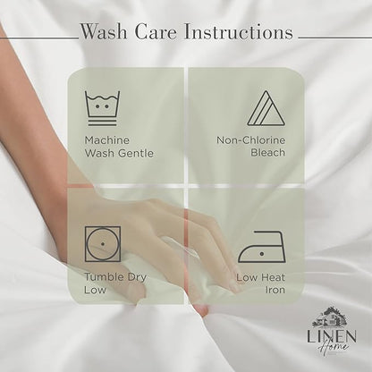 Linen Home 100% Cotton Percale Sheets Full Size, Sage, Deep Pocket, 4 Pieces Set - 1 Flat, 1 Deep Pocket Fitted Sheet and 2 Pillowcases, Crisp Cool and Strong Bed Linen