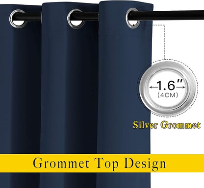 NICETOWN Blackout Curtain Panels 84 - Window Treatment Energy Saving Thermal Insulated Solid Grommet Blackout Drapes for Living Room (Navy, 1 Pair, 66 by 84-Inch)