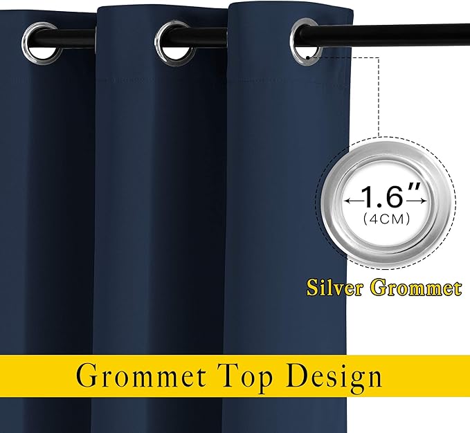 NICETOWN Blackout Draperies Curtain Panels - Window Treatment Thermal Insulated Solid Grommet Blackout Curtains/Panels/Drapes for Bedroom (Navy, Set of 2, 80 by 95 Inch)