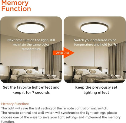 TALOYA Flush Mount Ceiling Light with Remote,3000K-6500K Adjustable,2000K Nightlight,12 Inch, Led Low Profile Ceiling Lights for Bedroom, Living Room, Kitchen, Black